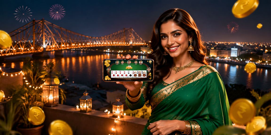 Kolkata lottery player using smartphone near Howrah Bridge